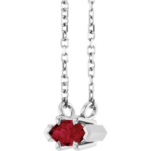 Platinum 6x3 mm Natural Ruby 18" Necklace