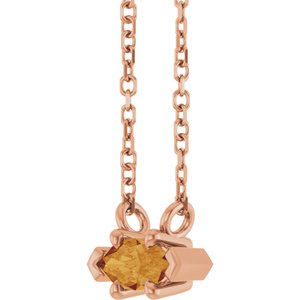 14K Rose Gold 6x3 mm Natural Citrine 18" Necklace