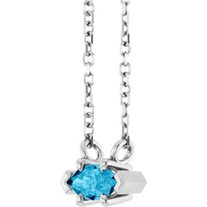 Sterling Silver 6x3 mm Natural Aquamarine 18" Necklace