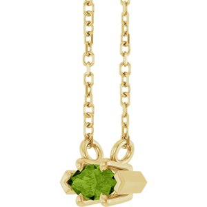14K Yellow Gold 6x3 mm Natural Peridot 18" Necklace