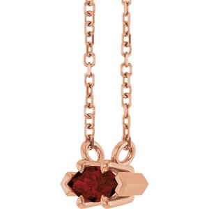 14K Rose Gold 6x3 mm Natural Mozambique Garnet 18" Necklace