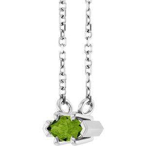 14K White Gold 6x3 mm Natural Peridot 18" Necklace