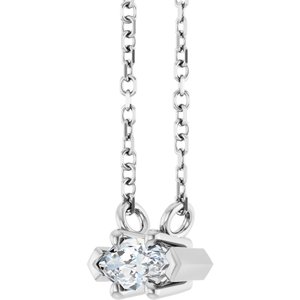 Platinum 6x3 mm Natural White Sapphire 18" Necklace