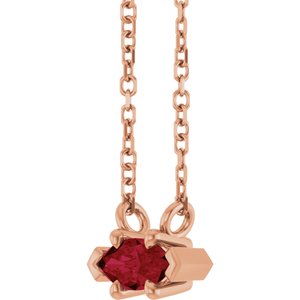 14K Rose Gold 6x3 mm Lab-Grown Ruby 18" Necklace