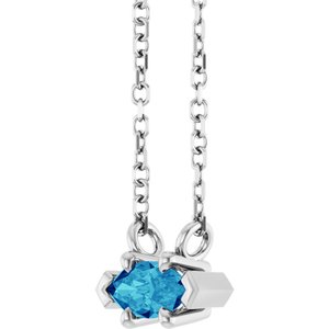 Platinum 6x3 mm Natural Blue Zircon 18" Necklace