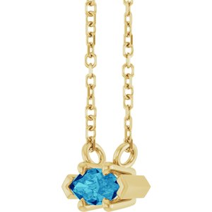 14K Yellow Gold 6x3 mm Natural Blue Zircon 18" Necklace