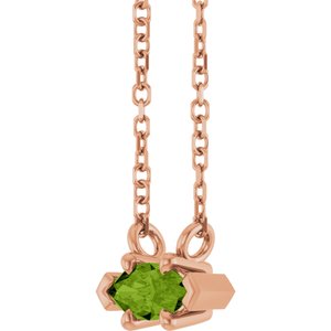 14K Rose Gold 6x3 mm Natural Peridot 18" Necklace