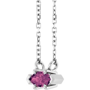 Sterling Silver 6x3 mm Natural Pink Tourmaline 18" Necklace