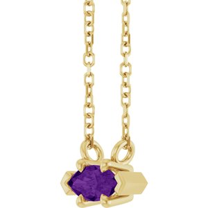 14K Yellow Gold 6x3 mm Natural Amethyst 18" Necklace