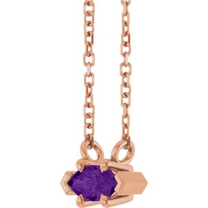 14K Rose Gold 6x3 mm Natural Amethyst 18" Necklace