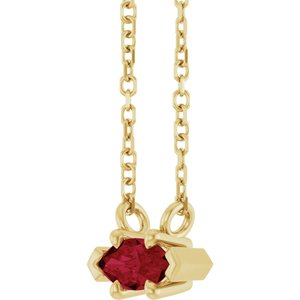 14K Yellow Gold 6x3 mm Natural Ruby 18" Necklace