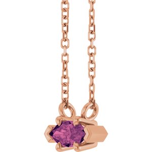 14K Rose Gold 6x3 mm Natural Pink Tourmaline 18" Necklace