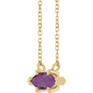 14K Yellow Gold 8x4 mm Lab-Grown Alexandrite 18" Necklace