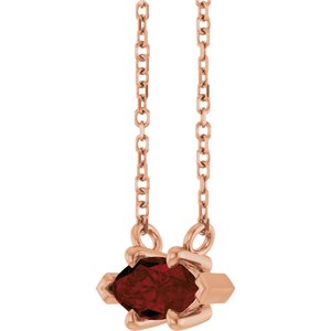14K Rose Gold 8x4 mm Natural Mozambique Garnet 18" Necklace