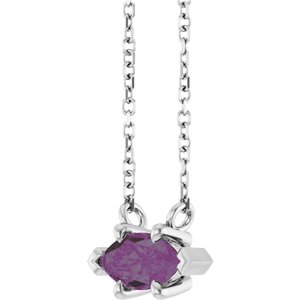 14K White Gold 8x4 mm Lab-Grown Alexandrite 18" Necklace