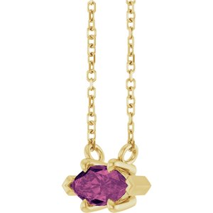 14K Yellow Gold 8x4 mm Natural Pink Tourmaline 18" Necklace
