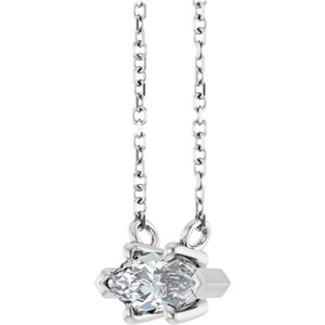 Sterling Silver 8x4 mm Natural White Sapphire 18" Necklace
