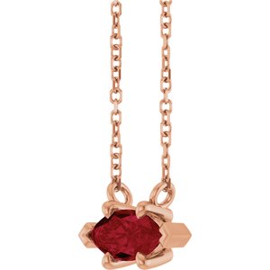 14K Rose Gold 8x4 mm Natural Ruby 18" Necklace