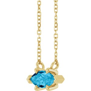 14K Yellow Gold 8x4 mm Natural Aquamarine 18" Necklace