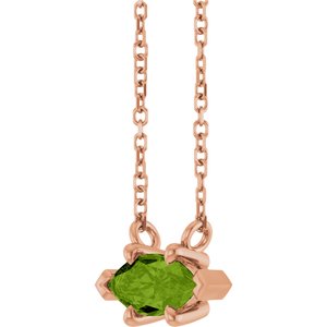 14K Rose Gold 8x4 mm Natural Peridot 18" Necklace
