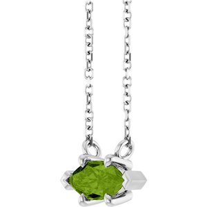 14K White Gold 8x4 mm Natural Peridot 18" Necklace