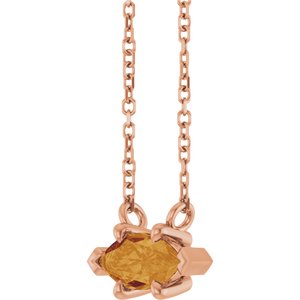14K Rose Gold 8x4 mm Natural Citrine 18" Necklace