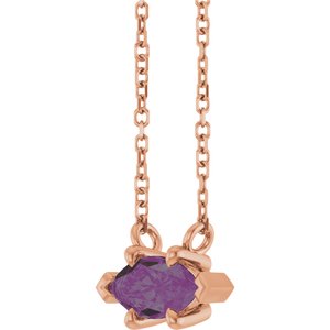 14K Rose Gold 8x4 mm Lab-Grown Alexandrite 18" Necklace