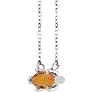14K White Gold 8x4 mm Natural Citrine 18" Necklace