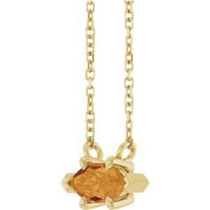 14K Yellow Gold 8x4 mm Natural Citrine 18" Necklace