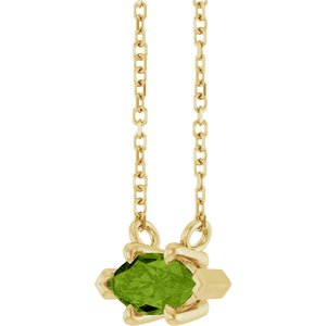 14K Yellow Gold 8x4 mm Natural Peridot 18" Necklace