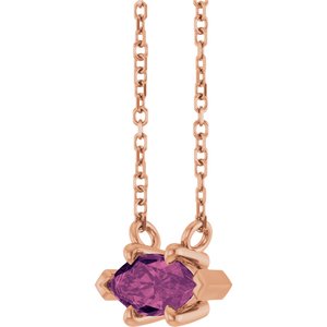 14K Rose Gold 8x4 mm Natural Pink Tourmaline 18" Necklace