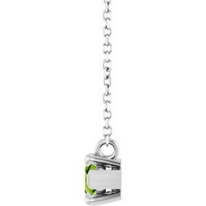 Platinum 8x4 mm Natural Peridot 18" Necklace
