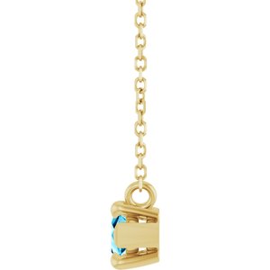 14K Yellow Gold 8x4 mm Natural Aquamarine 18" Necklace