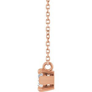 14K Rose Gold 8x4 mm Natural White Sapphire 18" Necklace