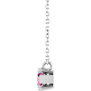 Sterling Silver 8x4 mm Natural Pink Tourmaline 18" Necklace