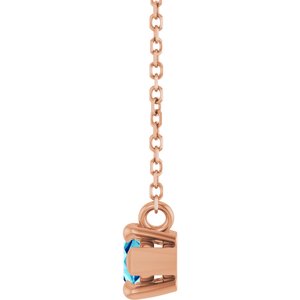 14K Rose Gold 8x4 mm Natural Blue Zircon 18" Necklace