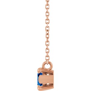 14K Rose Gold 8x4 mm Natural Blue Sapphire 18" Necklace