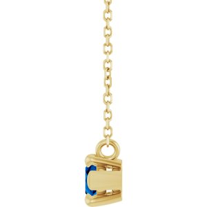 14K Yellow Gold 8x4 mm Lab-Grown Blue Sapphire 18" Necklace