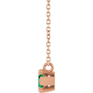 14K Rose Gold 8x4 mm Natural Emerald 18" Necklace