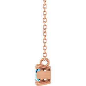 14K Rose Gold 8x4 mm Natural Aquamarine 18" Necklace