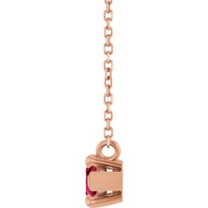 14K Rose Gold 8x4 mm Natural Ruby 18" Necklace
