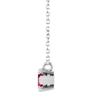Sterling Silver 8x4 mm Lab-Grown Ruby 18" Necklace