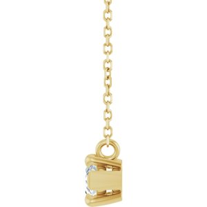 14K Yellow Gold 8x4 mm Natural White Sapphire 18" Necklace