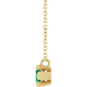 14K Yellow Gold 8x4 mm Lab-Grown Emerald 18" Necklace