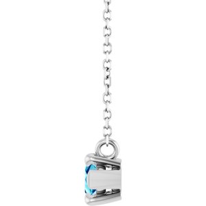 14K White Gold 8x4 mm Natural Blue Zircon 18" Necklace