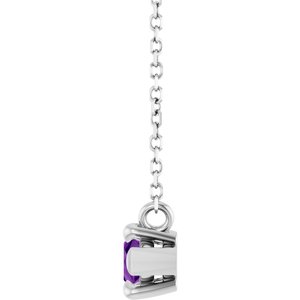 Sterling Silver 8x4 mm Natural Amethyst 18" Necklace