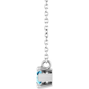 14K White Gold 8x4 mm Natural Aquamarine 18" Necklace