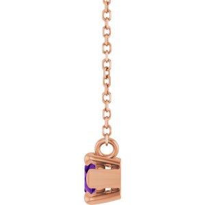 14K Rose Gold 8x4 mm Natural Amethyst 18" Necklace