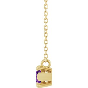 14K Yellow Gold 8x4 mm Natural Amethyst 18" Necklace