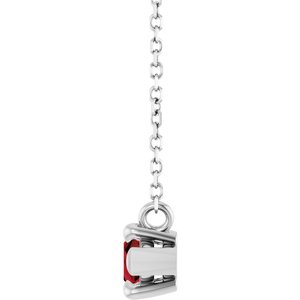 14K White Gold 8x4 mm Natural Mozambique Garnet 18" Necklace